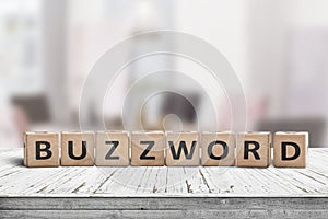 Buzzword made of wooden blocks on a table