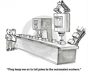 Human Keeps Robots Happy with Jokes photo