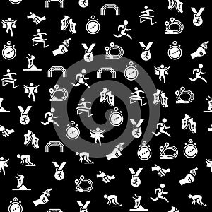 BW Icons - Run Competition seamless pattern.