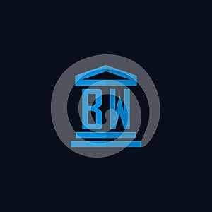 BW initial logo monogram with simple courthouse building icon design vector photo