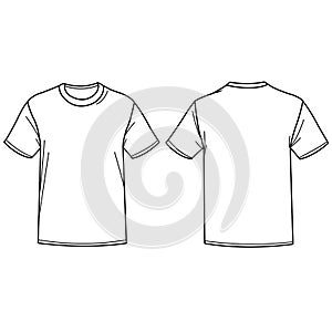 T-shirt on white background. Front and back view. Vector illustration photo