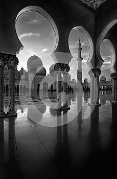 BW view at Mosque, Abu Dhabi, United Arab Emirates