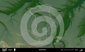 Byala Slatina outlined, Bulgaria. Physical