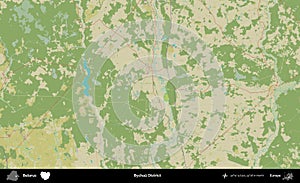 Bychau District, Belarus. Topographic Humanitarian