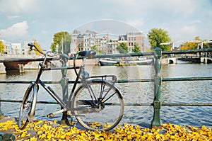 Bycicle parked at the bridge