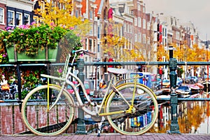 Bycicle parked at the bridge