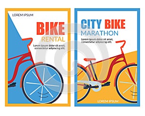 Bycicle Rental City Bike Marathon Vector Banner