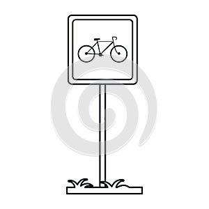 Bycicle road sign parking post linear
