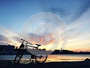 bycicle and a sunset