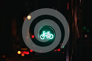 Byciclr  traffic light sign on red background