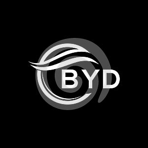 BYD letter logo design on black background. BYD creative circle letter logo concept. BYD letter design