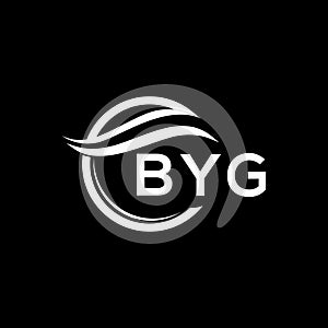 BYG letter logo design on black background. BYG creative circle letter logo concept. BYG letter design.BYG letter logo design on