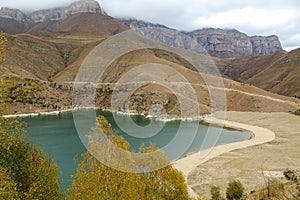 Bylym reservoir in the late autumn, Caucasus mountains, Elbrus region, Russia