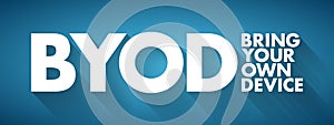 BYOD - Bring Your Own Device acronym, technology concept background