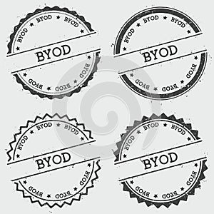Byod insignia stamp isolated on white background.