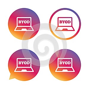 BYOD sign icon. Bring your own device symbol.