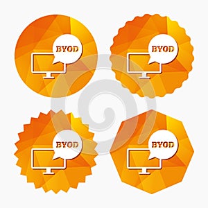 BYOD sign icon. Bring your own device symbol.