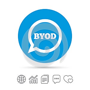 BYOD sign icon. Bring your own device symbol.