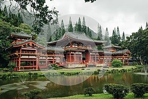 Byodo-in Buddhist Temple, island Oahu, Hawaii