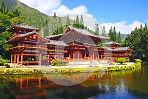 Byodo-In Buddhist Temple in Valley of the Temples, Kaneohe, Oahu photo