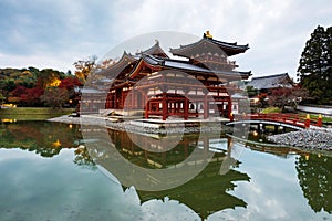 Byodo-in temple with reflection at dusk, Uji