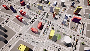 Bypass Jam traffic Rush hour Transportation scene Intersection junction Drone aerial top view Car accident 3d