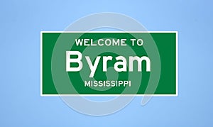 Byram, Mississippi city limit sign. Town sign from the USA.