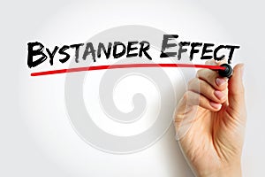 Bystander Effect ( social psychological theory) occurs when the presence of others discourages an individual