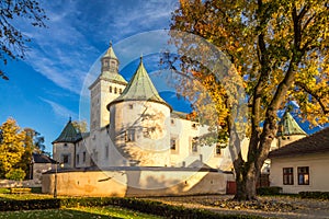 The Bytca castle with park in autumn colors, Slovakia