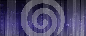 Bytes of binary code run through network. Abstract futuristic technology syberspace
