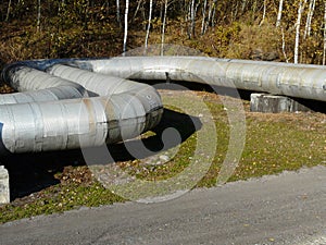 BYTOM    SILESIA , POLAND -  PIPELINE INDUSTRIAL  LANDSCAPE IN UPPER SILESIA