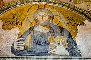Byzantine Christ Pantocrator mosaic photo