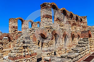 Byzantine Church of Saint Sophia, also known as the Old Bishopric in the old town of Nessebar, Bulgaria. UNESCO World Heritage photo