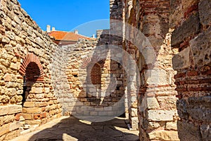 Byzantine Church of Saint Sophia, also known as the Old Bishopric in the old town of Nessebar, Bulgaria. photo