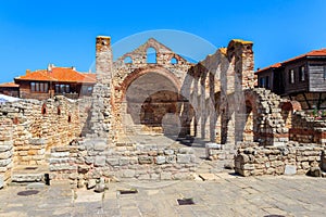 Byzantine Church of Saint Sophia, also known as the Old Bishopric in the old town of Nessebar, Bulgaria. UNESCO World Heritage photo