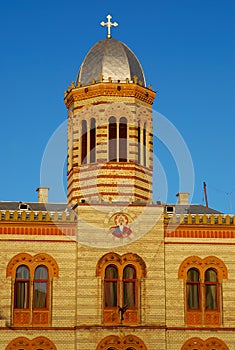 Byzantine church tower detail in Brasov, Romania photo