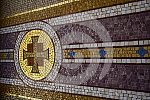 Byzantine cross mosaic on a wall