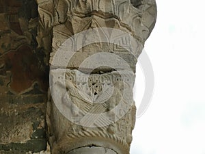 A Byzantine eagle on a column is very well preserved photo