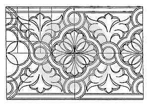 Byzantine Interlacement Band consists of wavy arcs, vintage engraving photo