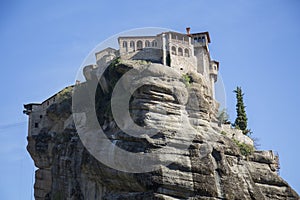 Byzantine miraculous monastery on the rock formation, Meteora, Greece. Mysterious hanging over rocks monasteries near Kalabaka