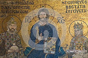 Byzantine mosaic in the interior of Hagia Sophia