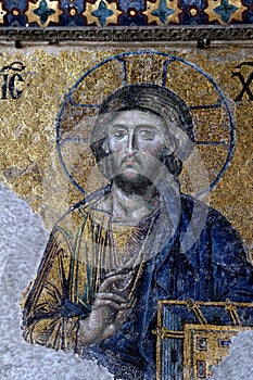 Byzantine Mosaic of Jesus Christ in Hagia Sophia