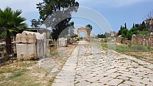 Byzantine road. Roman archaeological remains in Tyre. Tyre is an ancient Phoenician city. Tyre, Lebanon