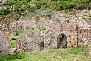 Byzantine town Mystras at the hill photo