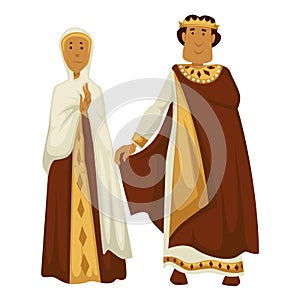 Byzantium emperor and empress crown and shawl isolated characters photo