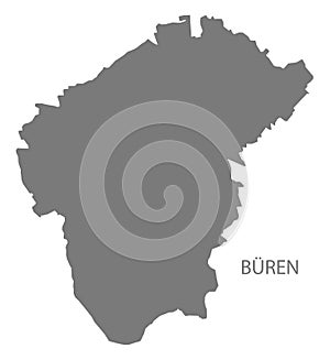 Büren German city map grey illustration silhouette shape