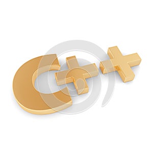 C++. 3D logo. Programming language.