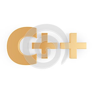 C++. 3D logo on white background. Programming language. 3D rendering.