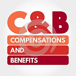 C&B - Compensations & Benefits acronym, business concept background