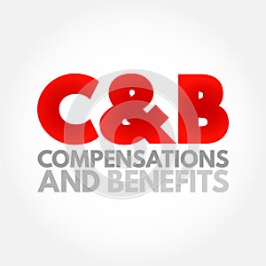 C and B - Compensations and Benefits acronym, business concept background